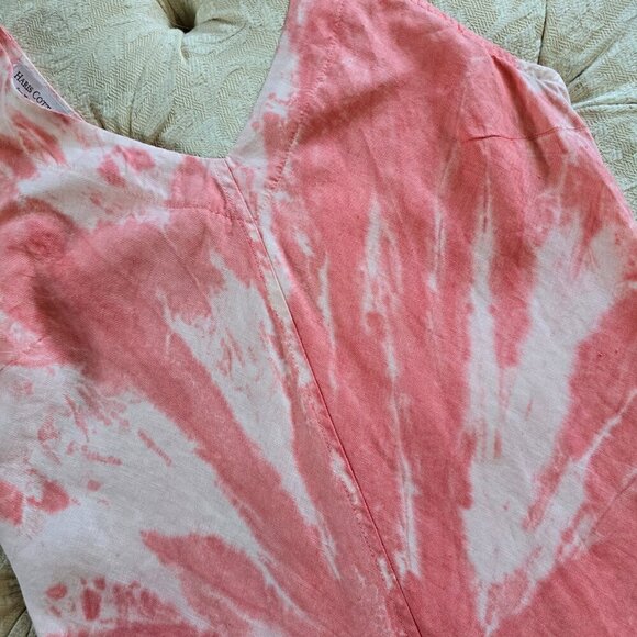 Haris Cotton Brand Dress Tie-Dye Linen Shift Sz. S Red/Pink/White Blend - Picture 12 of 13